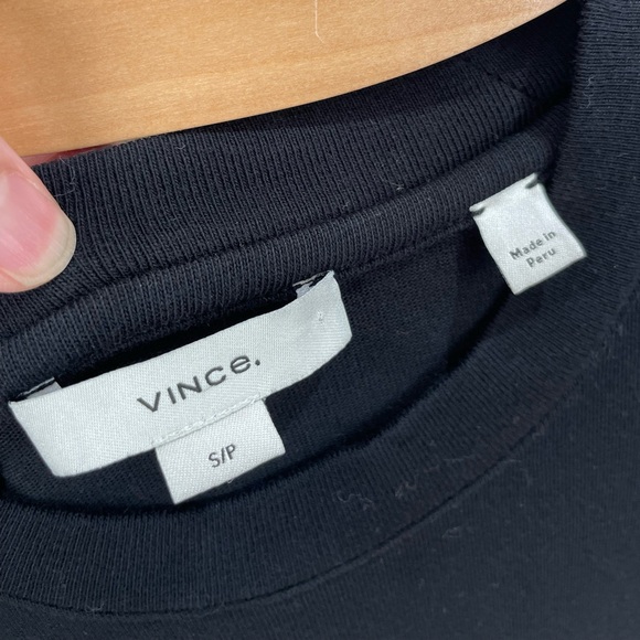 Vince Jet Black Side Tie Cotton T-Shirt Dress Size S Made - Picture 6 of 7